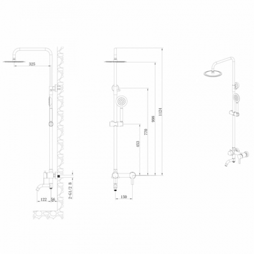 Душова система s19 з картриджним змішувачем SS AQUATICA (9719411)