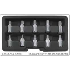 Екстрактори-насадки зломаних гвинтів  YATO, Ø 3-11 мм, 10 шт.