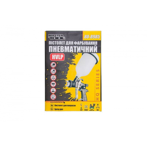 Фарбопульт MASTERTOOL HVLP HQ ВБ 600 мл пластик Ø1.3 мм 400 л/хв 2-3 бар 80-8985