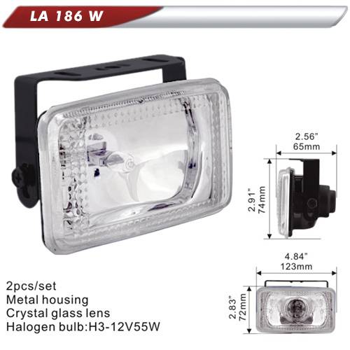 Фари дод. DLAA 186 W/H3-12V-55W/123*72mm