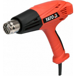 Фен технічний мережевий YATO: 2 кВт, 450°/600°C, 250/500 л/хв, регулятор температури 4 насадки