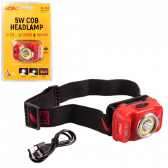 Ліхтар налобний VOIN VL-146, 5W-COB (W/R) 5W XPE/АКБ1800mAh/рег. нахилу/сенсор