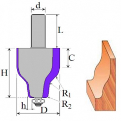Фреза Фігурна вертикальна №3013 (D43, h50, C10, d12) 22-212-430