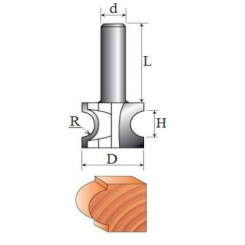 Фреза Кромкова напівстрижнева №1014 (R10, D35, h20) 08-036-100
