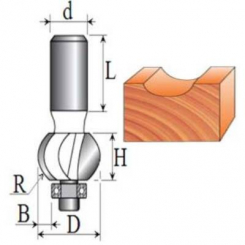 Фреза Кромкова жолобник №1015 (R10, D33, h20) 18-013-100