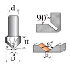 Фреза Пазова V-подібна №1004 composit F=2мм (O135, D22, h10) 08-034-135