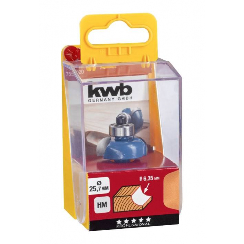 Фреза галтельна з опорним підшипником 25,7 мм, KWB (755920)