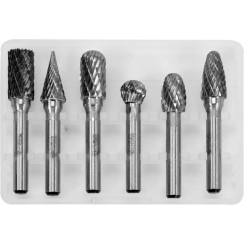 Фрези різної форми з карбіду вольфраму YATO, Ø=10 мм, зі шпинделем Ø=6 мм, компл. 6 шт.