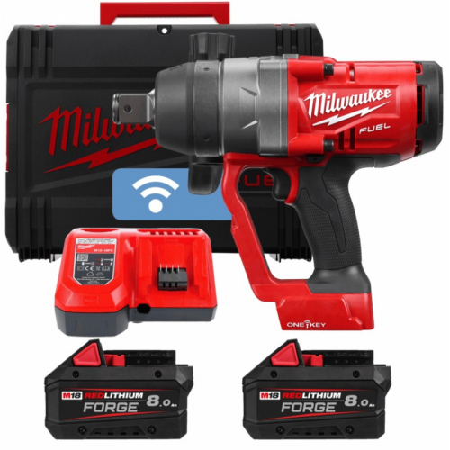 Гайкокрут високомоментний акумуляторний MILWAUKEE 1"(2400 Нм) M18 FUEL з фіксацією кільцем ONE-KEY (+ заряд.пристрій, 2 акум., H