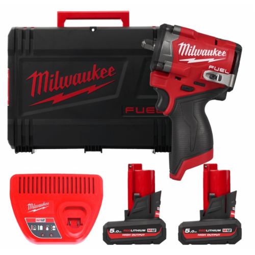 Гайковерт акумуляторний 3/8'' MILWAUKEE з кільцем M12 FCIWF38G3-502X, 745Нм (зарядний пристрій, 2 акум. Х 5Аг, HDкейс)