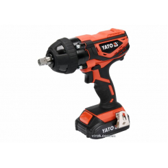 Гайковерт ударний акумуляторний YATO : квадрат 1/2", 300 Нм, Li-Ion 18В, 2 АГод.  4 головки