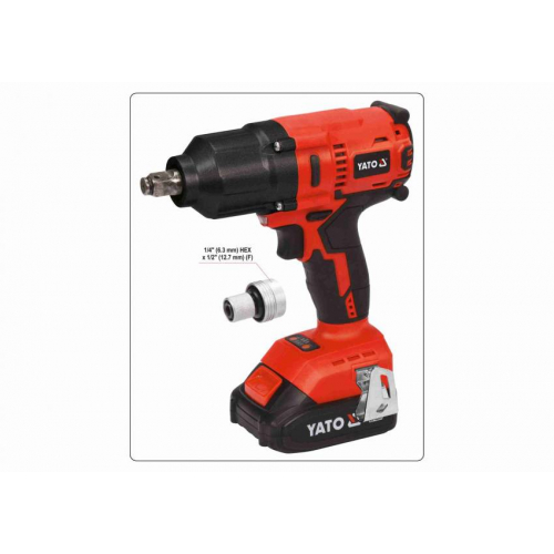 Гайковерт ударний акумуляторний безщітковий YATO : квадрат- 1/2", 700 Нм, Li-Ion 18 В, 3 Агод  кейс