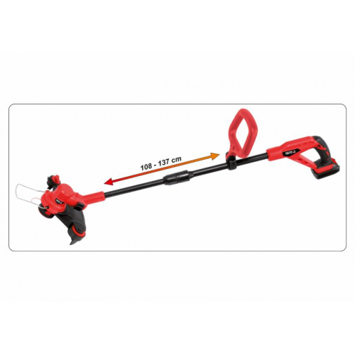 Газонокосарка акумуляторна YATO Li-Ion 18 В, 2 АГод, обрізний діап. Ø=25/30 см, з зарядним пристроєм