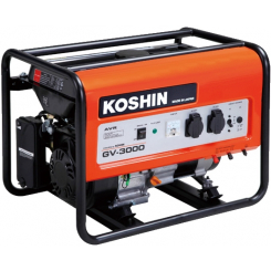 Генератор Koshin GV-3000, 220В/50Гц, AVR, 2,2кВа, 9,5 год, 12,6 л.,12V/8.3 A,  K210,  2x16A, 42кг.