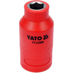 Головка торцева 6-гранна YATO: квадрат 3/8", М = 8 мм, L = 45/28 мм, ізольований корпус VDE до 1000В.