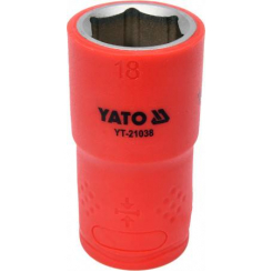 Головка торцева діелектрична 6-гранна YATO: квадрат 1/2", М=18 мм, L=55/38 мм, корпус VDE до 1000V