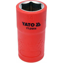 Головка торцева 6-гранна діелектрична YATO: квадрат 3/8", М=14 мм, L=45/28 мм, корпус VDE до 1000V