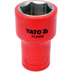 Головка торцева діелектрична 6-гранна YATO: квадрат 3/8", М=19 мм, L=45/28 мм, корпус VDE до 1000V