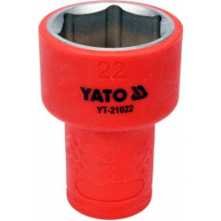 Головка торцева 6-гранна діелектрична YATO: квадрат 3/8", М=22 мм, L=45/28 мм, корпус VDE до 1000V