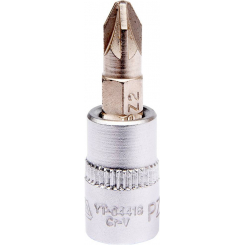 Головка торцева із квадр. 1/4" YATO з викруткою. хрест. PZ2 вставкою, l = 37 мм [150/600], шт