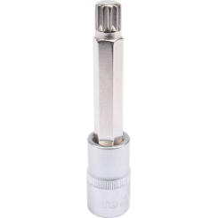 Головка торцева з викруткою. вставкою SPLINE YATO, з квадром. 1/2", M12, л = 100 мм [20/120], шт