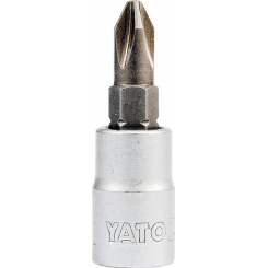 Головка із вставкою PH(1) YATO, із квадр. 1/4", L=37 мм, Nm=7,6 [10/100] (DW)