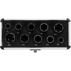 Головки торцеві до пошкоджених головок болтів та гайок YATO, з квадр.- 3/8", компл. 10 елем.