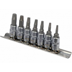 Головки торцеві з насадками TORX для видалення зірваних гвинтів YATO: до квадр. 1/4" , 7 шт [15]