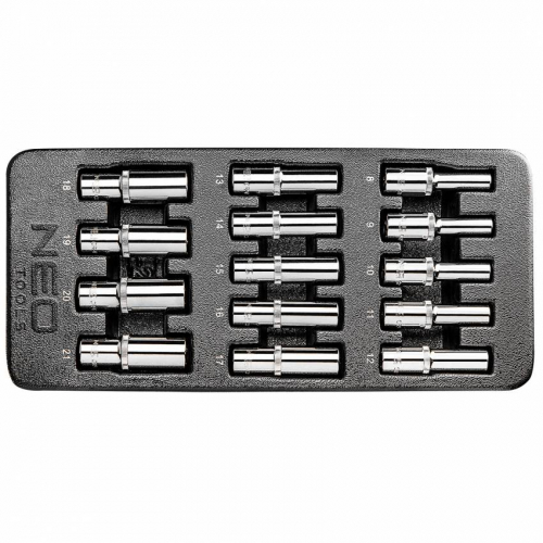 Головки змінні довгі 1/2", 8-21 мм, набір 8 шт