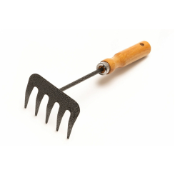 Граблі садові MASTERTOOL з дерев'яною ручкою 5 зубів 255х95 мм 14-6191