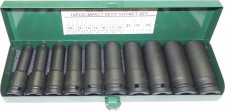 Інструмент HANS. Набір ударних торців глибоких головок 1/2" DR 10 ін. (10-24мм) (84610m)
