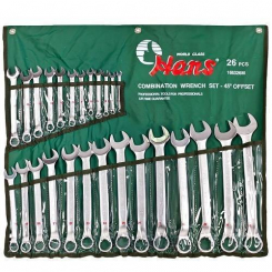 Інструмент HANS. Набір ключів комбінації. вигнутих 26 пр. 6-32 мм стрічка (166326M)