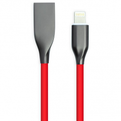 Кабель PowerPlant USB - Lightning, 1м, силікон, червоний