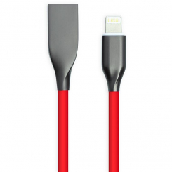 Кабель PowerPlant USB - Lightning, 2м, силікон, червоний