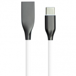 Кабель PowerPlant USB-Type-C, 1м, силікон, білий