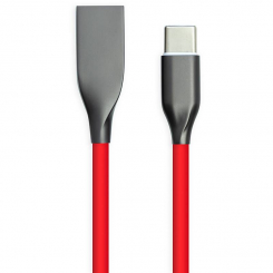 Кабель PowerPlant USB-Type-C, 1м, силікон, червоний