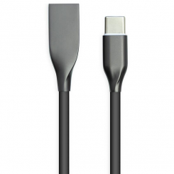 Кабель PowerPlant USB-Type-C, 2м, силікон, чорний