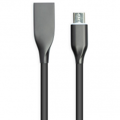 Кабель PowerPlant USB - microUSB, 1м, силікон, чорний