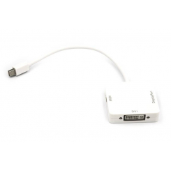 Кабель-перехідник PowerPlant mini DisplayPort (Thunderbolt) - DisplayPort, HDMI, DVI 0.2 м