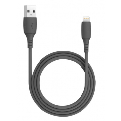 Кабель зарядки та синхронізації Quantum USB/Lightning 2.4A 12Вт, силіконовий, 1 м чорний, 1шт/уп