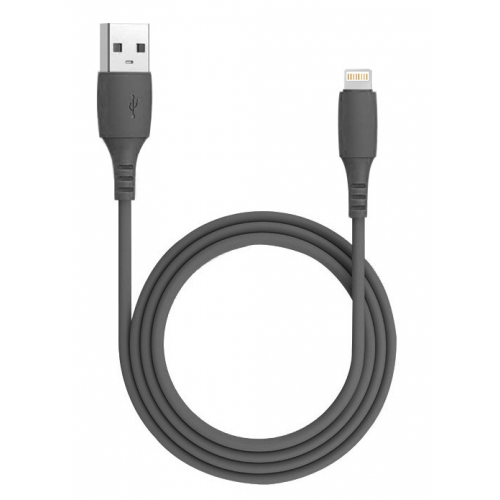 Кабель зарядки та синхронізації Quantum USB/Lightning 2.4A 12Вт, силіконовий, 1 м чорний, 1шт/уп