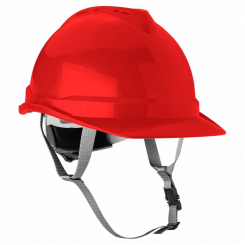Каска промислова з підборідним ременем, червона