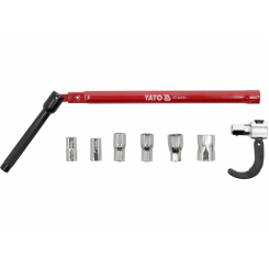 Ключ для монтажу сантехн. арматури на шарнірі YATO з головками: М9 10 11 12 14 17 мм і гаком, 8 елем