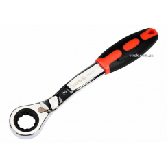 Ключ накидний, вигнутий з тріщаткою YATO: М20, HRC 42-48, Cr-V, з гумовою ергономічною ручкою