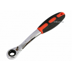 Ключ накидний, вигнутий з тріщаткою YATO: М8, HRC 42-48, Cr-V, з прогумованою ергономічною ручкою