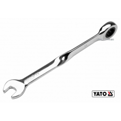 Ключ ріжково-накидний, кручений 90° з тріщаткою YATO: M=11 x 172 мм, HRC 40-45, Cr-V