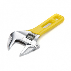 Ключ розвідний укорочений з тонкими губами прогумований CrV 0-46мм 190мм СИЛА