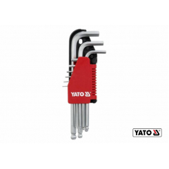 Ключі 6-гранні Г-подібні із кульовим наконечником YATO: Cr-V, М 1.5-10 мм, 9 шт [6/36]