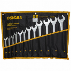 Ключі ріжково-накідні 12шт 13-32мм CrV satine (тк чохол) Sigma (6010211)
