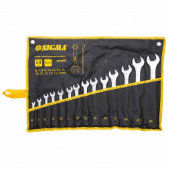 Ключі ріжково-накідні 14шт 6-24мм CrV satine (тк чохол) Sigma (6010161)
